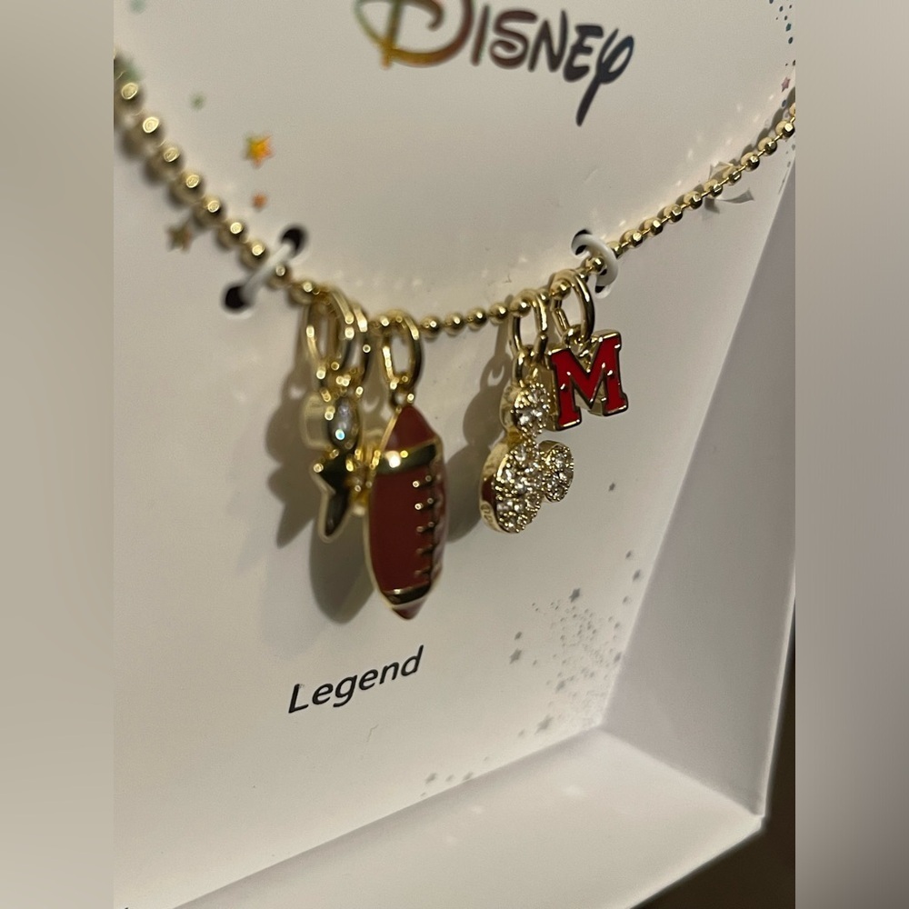 Disney Necklace,Mickey Mouse necklace,Disney Gold and Red Charm Necklace - Picture 4 of 8